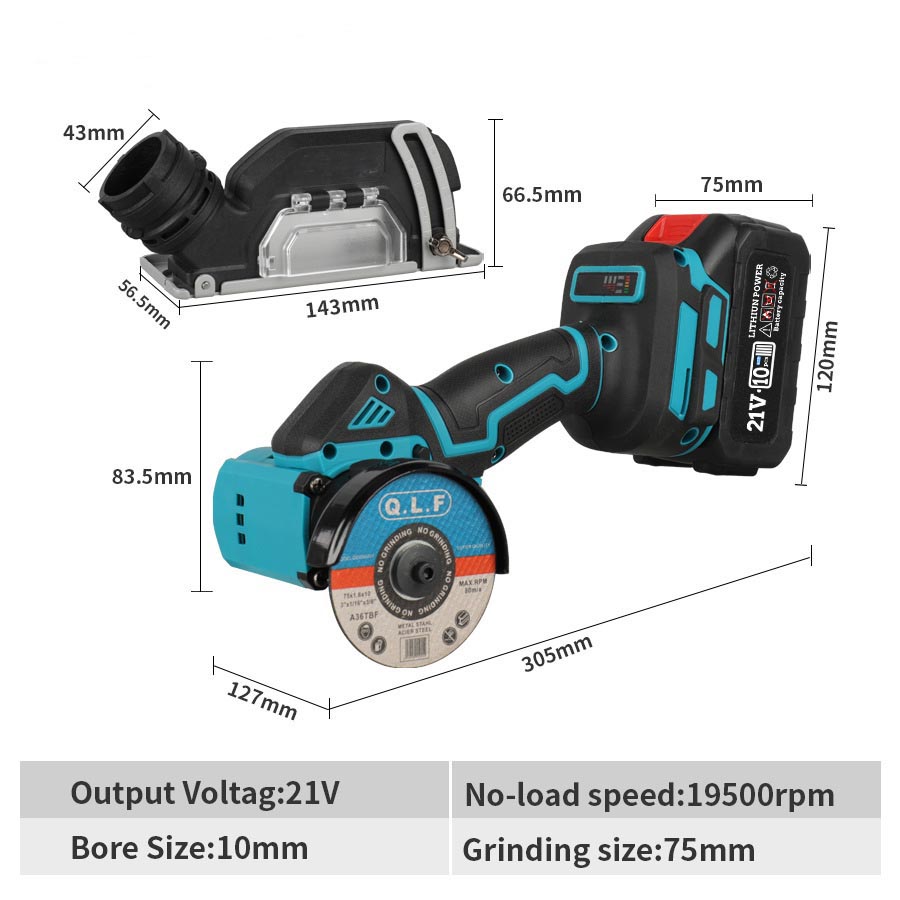 Angle grinder, lithium battery portable dust-free charging vacuum cutting machine, grinding and polishing, small handheld angle grinder