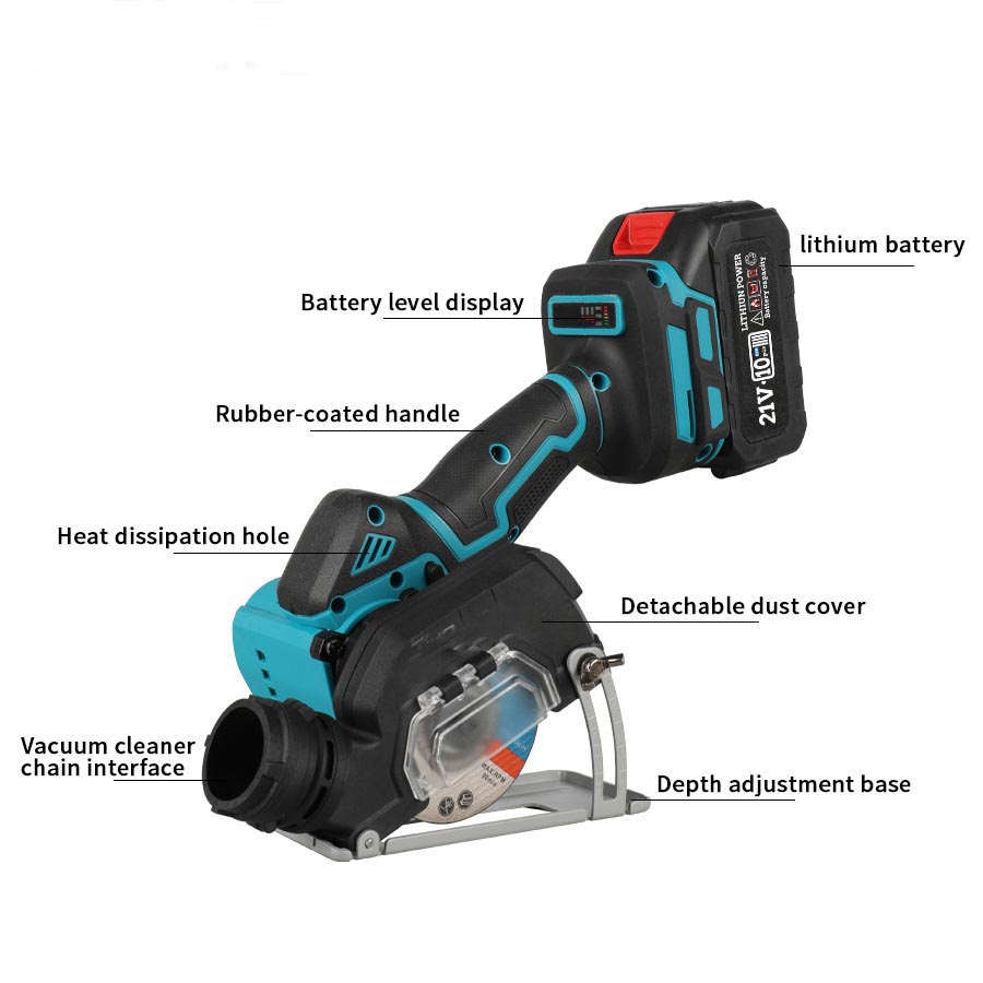 Angle grinder, lithium battery portable dust-free charging vacuum cutting machine, grinding and polishing, small handheld angle grinder